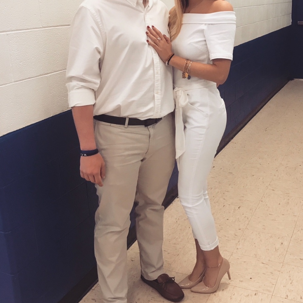 White denim jumpsuit